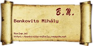 Benkovits Mihály névjegykártya