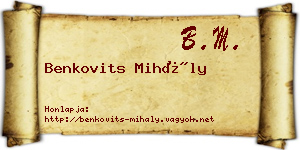 Benkovits Mihály névjegykártya