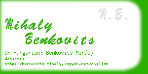 mihaly benkovits business card